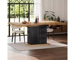 BLACKCOLORS - Uitschuifbare Eettafel - Geschikt voor Eetkamer, Keuken of Terras - Houten Tafel voor Maximaal 6 Personen