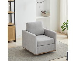 BLACKCOLORS Vierzijdig gestoffeerde draaifauteuil, comfortabele fauteuil, 360°-clubfauteuil en loungefauteuil met armleuningen voor de woonkamer, de slaapkamer, het appartement en de kinderkamer, GRIJS