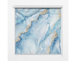 Blackout Rolgordijn 70x140 cm | Blauwe Marmer | 100% Verduistering | Verduisterend Raamdecoratie voor Slaapkamer Kinderkamer Thuisbioscoop | Zijketting | Wand Plafond Montage