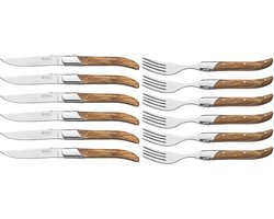Blackwell Steakbestek Laguiole Olijfhout 12-delig – Luxe Ambachtelijke Afwerking & Hoog Snijcomfort – Met Geschenkverpakking