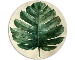 Blad wanddecoratie rond - Plant muurdecoratie rond - Wanddecoratie rond Achtergrond - Muurdecoratie modern - Wandpaneel - Woonkamer decoratie muurcirkel forex 50x50 cm