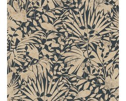 BLADEREN BEHANG | Botanisch - zwart goud - A.S. Création The Bos
