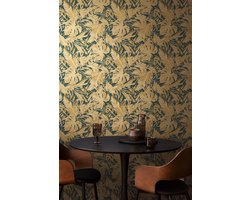 Bladeren behang goud groen, CosmoLiving behang 790636