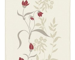 BLADEREN EN BLOEMEN BEHANG | Modern - Crème Rood Beige - A.S. Création Casual Living
