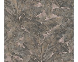 BLADEREN MET GOUDEN CONTOUREN BEHANG | Chique botanisch - beige grijs zilver goud - A.S. Création Metropolitan Stories