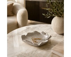 Bladvormig Schaaltje Zilver – Decoratieve Sieradenschaal 13,5 x 18 x 3 cm – Luxe Opbergtray / Sleutelbakje / Decoratief Plateau – Voor Sieraden, Sleutels, Ringen, Kaarsen, Amberblokjes, Kaptafel, Dressoir, Salontafel & Woonkamer