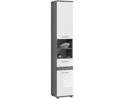 Blake hoge kast wit hoogglans MDF TZ rook zilver NB - 31x35x191cm