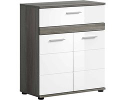 Blake midi kast wit hoogglans MDF TZ rook zilver NB - 31x70x79cm