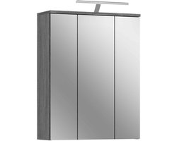 Blake spiegelkast inclusief verlichting smoke zilver NB - 21x64x77cm