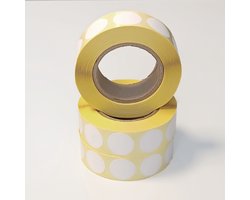 Blanco Stickers op rol 20mm rond - 3x 1000 etiketten per rol - wit
