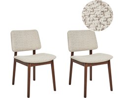 BLANE - Eetkamerstoel set van 2 - Donkerhout/Beige - Rubberhout
