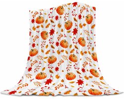 Blankets-blanket-winter blanket-Zachte herfstpompoendeken met esdoorn - Gezellige luxe decoratieve sprei van flanellen fleece - Herfstdecoratie voor bedden, banken en banken - 50x60 inch