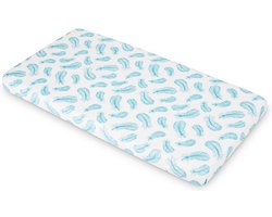 Blauw Bedrukt matras hoes Veren 60X120 Cm