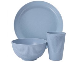 Blauw camping servies dames en heren 3 delige servies set met bord kom en beker lichtgewicht PP tafelgerei voor kamperen picknick outdoor reizen en dagelijks gebruik