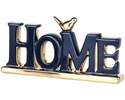 Blauw en goud thuisschild voor woondecoratie, decoratief thuisschild, gouden vogelsculptuur, gepersonaliseerde decoratie, woonkamer, slaapkamer, bureau, kast decor