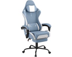 Blauw Gamingstoel Kantoorstoel Computerbureaustoel 360° Rotatie Hoogteverstelbaar Met Massagefunctie Met Armleuningen en Voetsteunen Maximale Belasting 135 KG