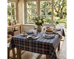 Blauw Geruit Tafelkleed Castle – 140x250 - Schotse Ruit / Tartan – Landelijk & Cottage Style