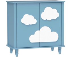 Blauw Woonkamer Dressoir met Wolkenpatroon - Multifunctionele Kast met Verstelbare Planken 80x40x77 cm