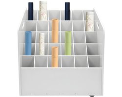 Blauwdrukopbergkast – Voor kaarten en posters – Mobiele opbergwagen met 30 vakken – Blauw