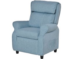 Blauwe 58x53x70cm Kindersofa Met Voetensteun En Verstelbare Rugleuning, Kinderfauteuil Met Armleuningen En Ligfunctie, Comfortabele Kinderstoel Voor Jongens En Meisjes Van 3-5 Jaar, Kinderbank Voor Kinderkamer En Speelhoek