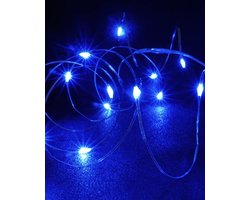 Blauwe Glow String Lights by Aira - Draadverlichting lichtsnoer met 20 LED lampjes op batterij 200cm - Lampensnoer kerstverlichting - Fairy Lights - DIY kostuum kleding carnavals verlichting - sfeer batterijverlichting slinger - feest partylights