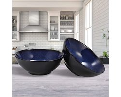 Blauwe keramische soepkom - 8 inch - Aziatische ramenkom - Chinese stijl - serveerschaal met populaire zoekwoorden Schalen set