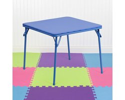 Blauwe Kinder Klaptafel – Opvouwbare Vierkante Tafel voor Peuters en Kleuters, Veilig en Duurzaam, Perfect voor Speelkamer, School of Thuisgebruik – 61 x 61 x 51,4 cm