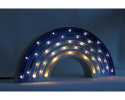 Blauwe Regenbooglamp Kinderkamer – Handgemaakt Houten Nachtlampje