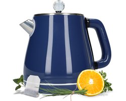 Blauwe RVS waterkoker - Dubbelwandige waterkoker voor in de keuken - 1.8 liter - Laag energieverbruik - Snel kokend - Moderne waterkokers - LED indicator voor aan en uit - Warmhoudfunctie - Blauw