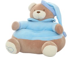 Blauwe teddybeer kinderzitje - Stoel voor kinderen - Poef - Zacht - Pluche - Cadeau - Teddy - Kinderstoeltje