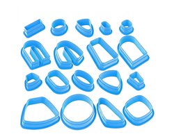 Blauwe uitsteek vormen set boetseerklei 18 delig kunststof klei snijders geometrische vormen voor boetseren en kleien
