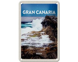 Blechschild Reise 12x18cm Gran Canaria Spain Meer Berge Dekoration