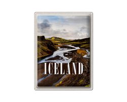Blechschild Reise 30x40cm Iceland Berge Vulkaninsel Geschenk