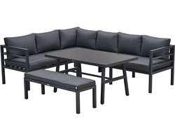 Bleco lounge-diningset - 4-delig - carbon black - reflex black