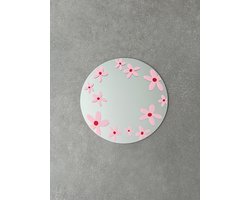 Blemzstudio - flowerfield spiegel babypink rood - 20 cm - rond