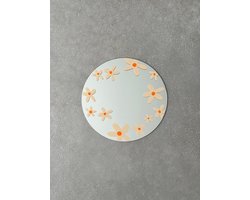 Blemzstudio - flowerfield spiegel beige oranje - 20 cm - rond