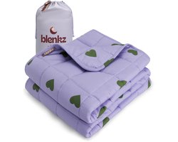BLENKZ Verzwaringsdeken Kind 5kg – 140x200 – Hartjes paars groen – Voor kinderen vanaf ±6 jaar en tieners – Verzwaringsdeken 1-persoons – Zwaartedeken