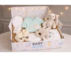 Blijeitje Baby Cadeaubox - Baby Cadeau - Mintgroen - Luxe Newborn Set met Kleding & Knuffel - Unisex olifant