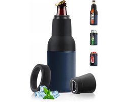 Blikjes Koeler - Fleshouder Bieropener - Drinken Koel Houden - Dubbelwandig RVS - 12 oz - Blauw