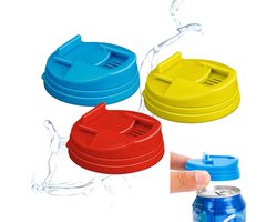 Blikjes Sluiter - 3 Stuks - Drink Beschermer -Schuifbaar - Blikjes Sluiter - Deksel Voor Blikjes - Anti Insecten - Sluiting Deksels - Blikjes Deksel - Gemakkelijk Af Te Spoelen - Blauw, Rood, Geel