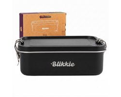 Blikkie RVS Lunchbox met Divider - Broodtrommel voor Kinderen - RVS Bento Box - BPA-Vrij - Makkelijk te Openen - 1200 ml - Zwart