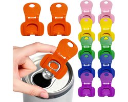 Blikopener - 12 Stuks - Can Opener - Blikjesopener - Blikjes Sluiter - Drinkblik Opener - Drinkblik Opener - Can Lock - Voor feestjes, barbecues en op reis - Rankblikjes Afsluiter - Frisdrankblikje - Blikopener Gereedschap - 6 Kleuren