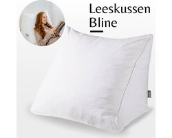 Bline Leeskussen Wit – Bookseat met Traagschuim – Leeskussen voor in Bed en Bank – Rugkussen met Zijvak – Ergonomische Rugsteun – Boekkussen – Wit