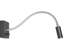Blitz LED wandlamp bed zwart met flexarm & dimmer - Modern - Highlight
