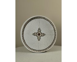 Blitzdeco - Decoratief Kralen Dienblad - Nore - Beige Wit Licht Beige - Handgemaakt & Luxe - Large