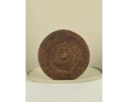 Blitzdeco - Rotan Placemat - Cicil - Handgevlochten - Beige & Zwart - Uniek & Warm