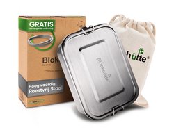 Blockhütte Lunch Box Adult 1200 ml Zilver – RVS Broodtrommel Lekvrij voor Kantoor – Duurzame Bento Box met Flexibele Vakjes, Vaatwasmachinebestendig en BPA-vrij