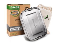 Blockhütte RVS Broodtrommel 800 ml Zilver – Lekvrije Lunchbox met Vakjes, BPA-vrij & Vaatwasmachinebestendig voor Kinderen en Lichte Lunch