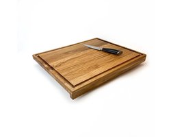 Blocks & Boards Aanrechtplank – Snijplank met antisliprand - Handgemaakt in Nederland van 100% massief Eiken - Afm. 49x40cm 25mm - Met Sapgoot
