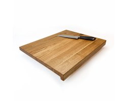 Blocks & Boards Aanrechtplank – Snijplank met antisliprand - Handgemaakt in Nederland van 100% massief Eiken - Afm. 50 x 40cm 25mm dik